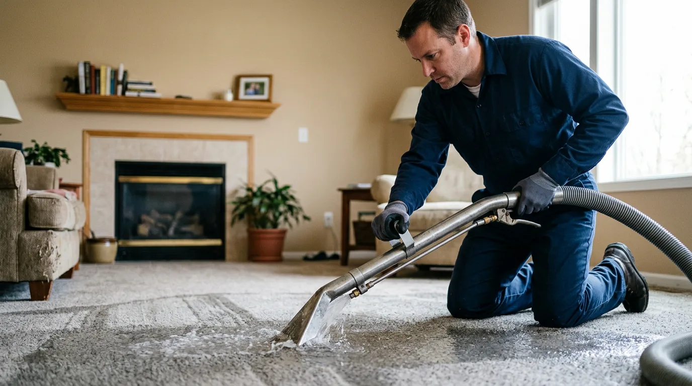 Water damage restoration technician working near Lunenburg, VT